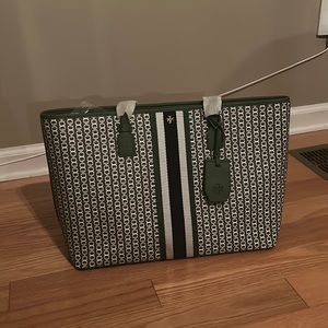 NWT OBO Tory Burch Gemini link canvas top-zip tote